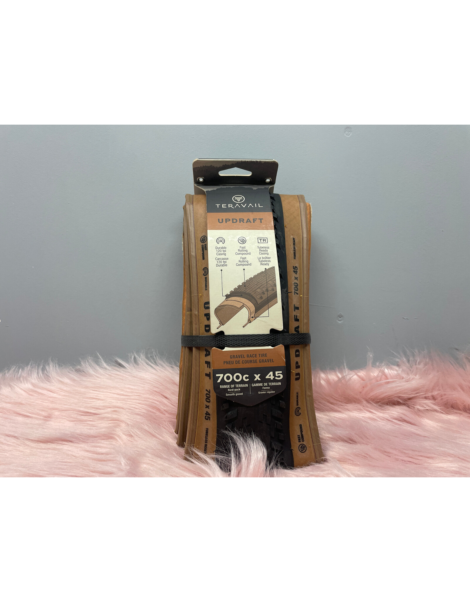 Teravail Teravail Updraft Tire - 700 x 45, Tubeless, Folding, Tan, Durable, Fast Compound