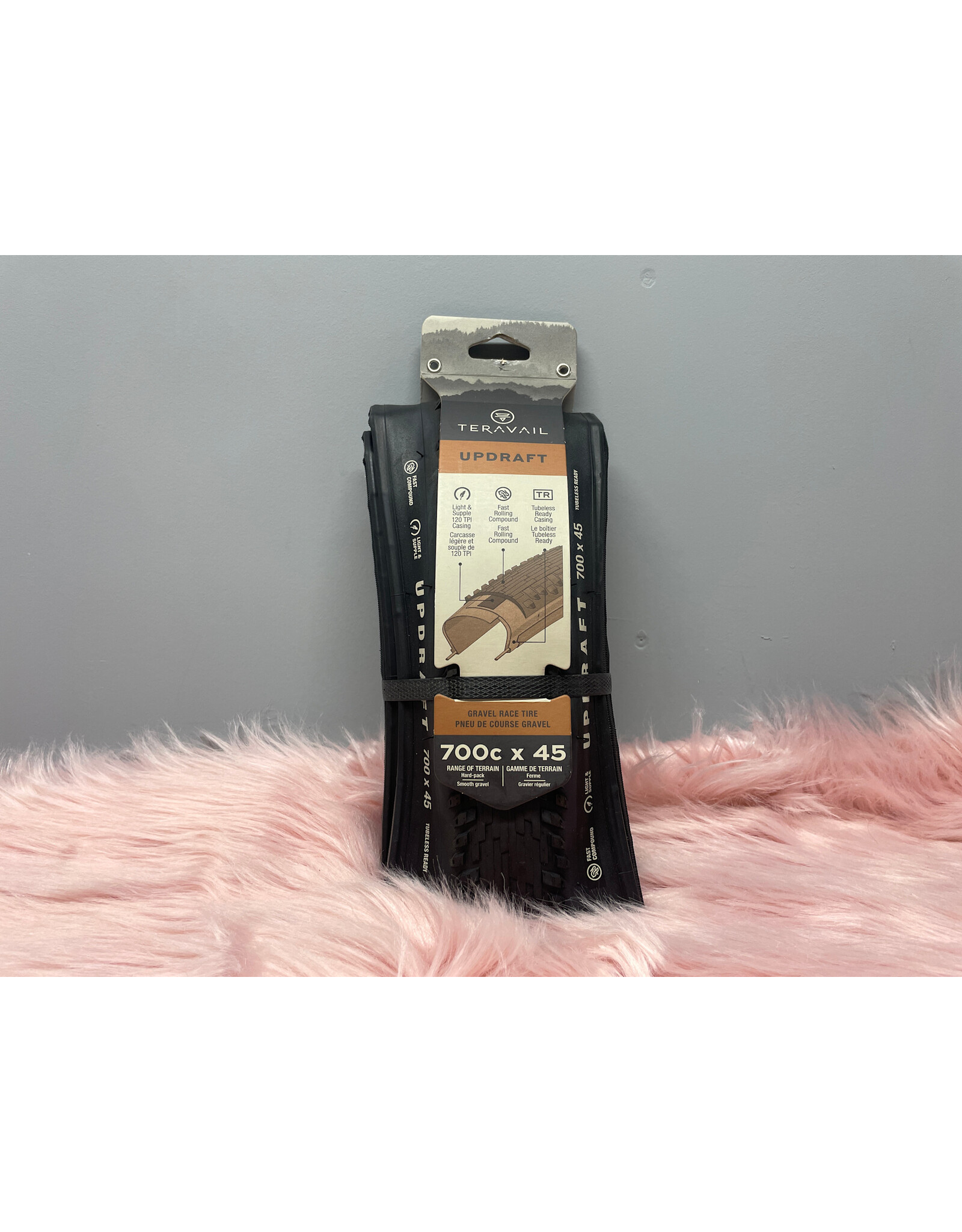 Teravail Teravail Updraft Tire - 700 x 45, Tubeless, Folding, Black, Light and Supple, Fast Compound