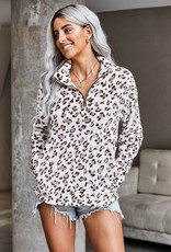 Wink Callie Quarter Zip Pullover-Leopard