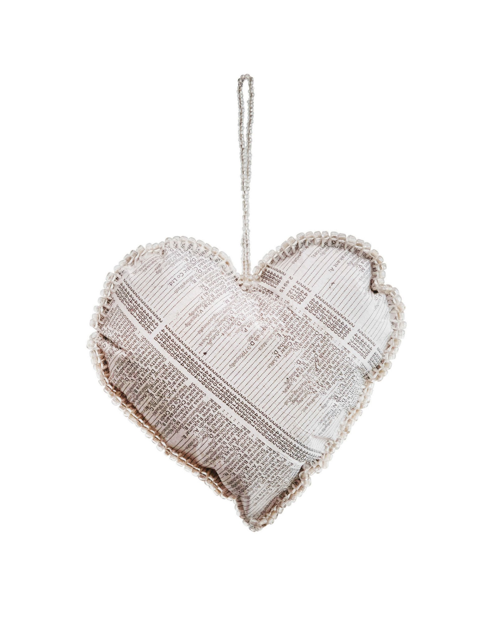 Wink Paper Heart Ornament w/Mercury Glass Beads 5"