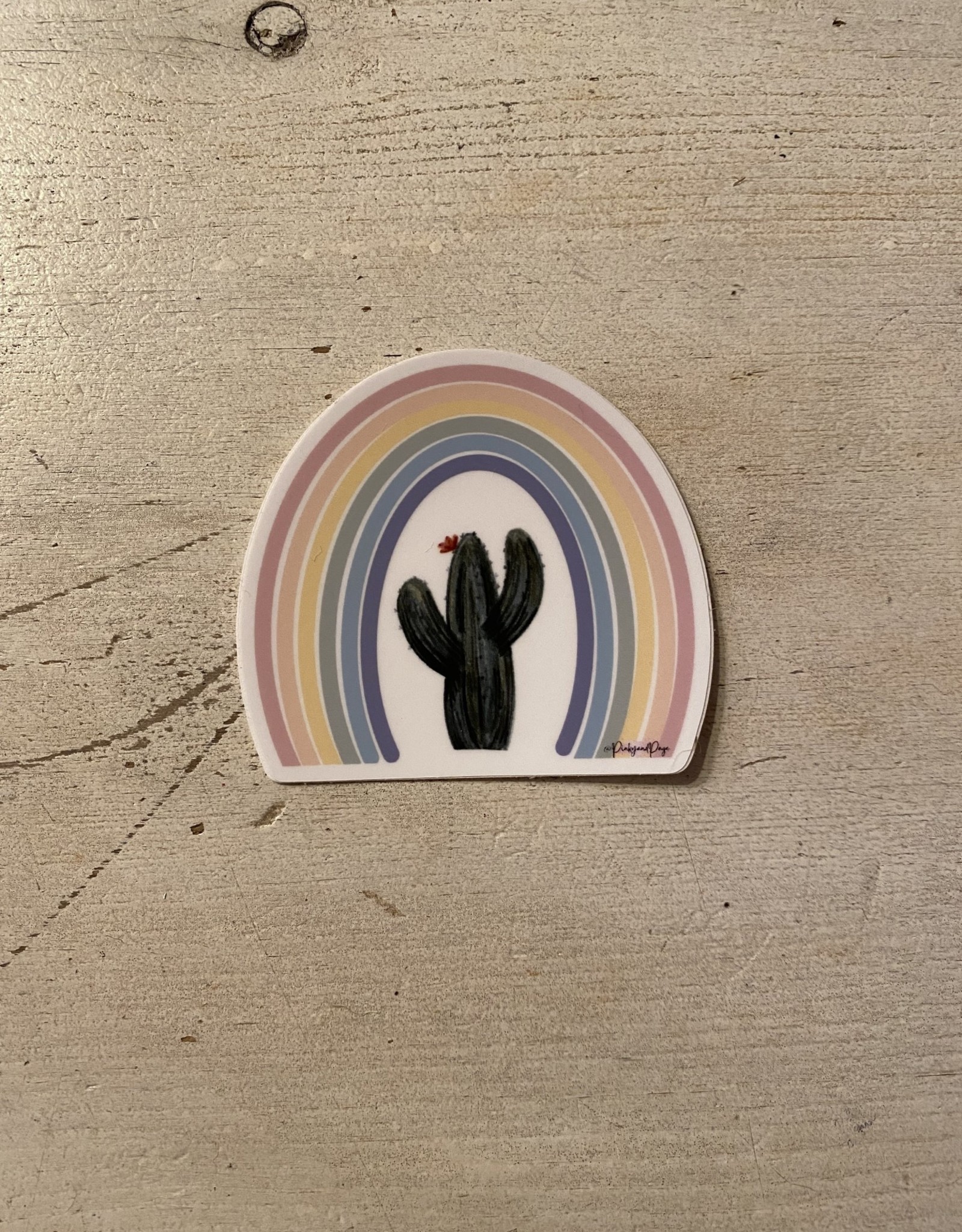 Pinky & Page Cactus Rainbow Sticker