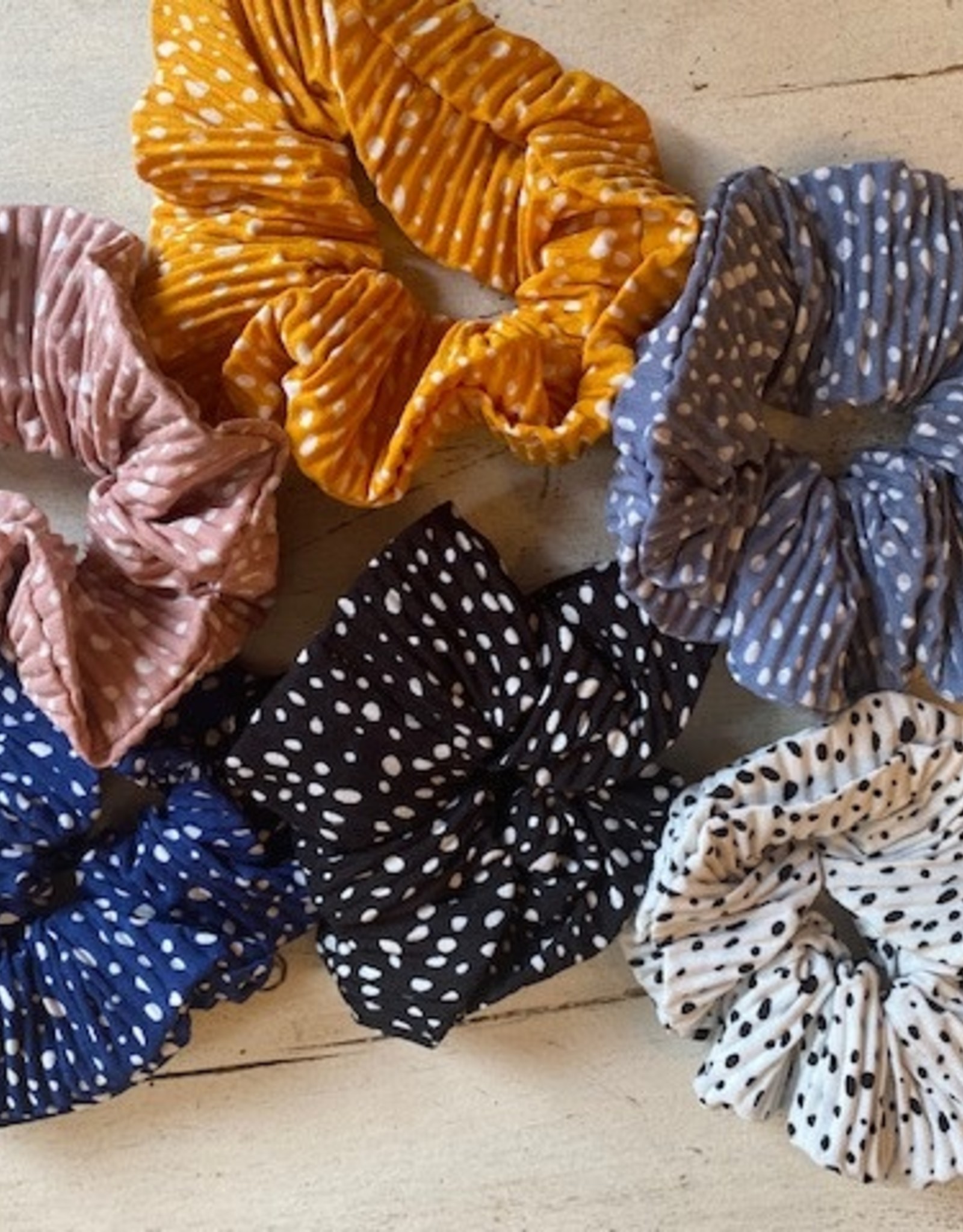 Wink Rouched Polka Dot Hair Scrunchies
