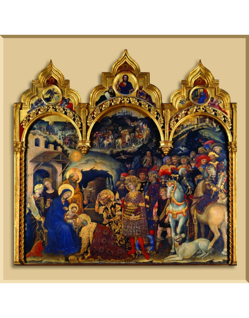 Christmas Card Triptych - Adoration of the Christ Child by Gentile da Fabriano