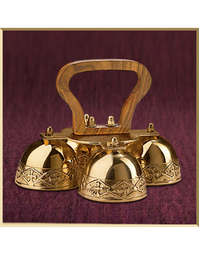 Embossed Sanctus Bells with Wood Handle - Biretta Books