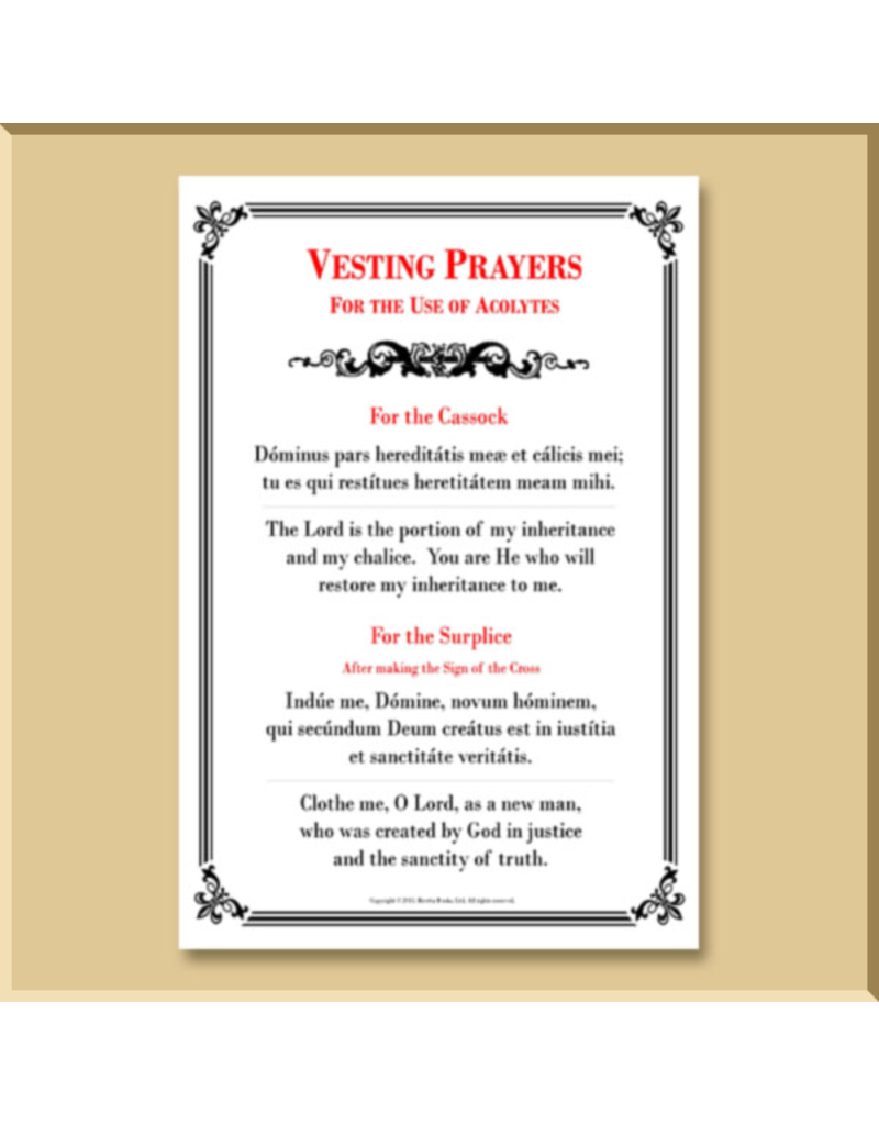 Vesting Prayer Card for Altar Boys