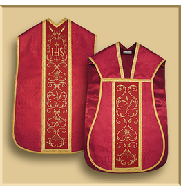Damask Roman Low Mass with Swirl Embroidery - All Liturgical Colors