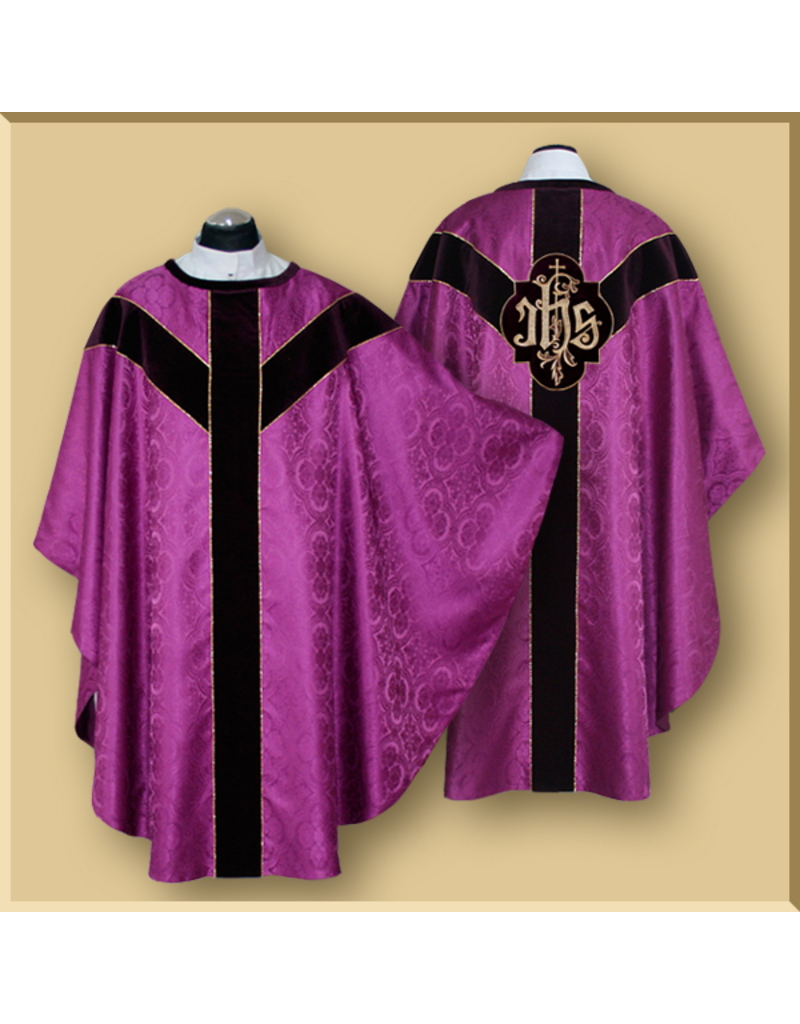 Semi-gothic Low Mass Set with IHS or PAX & Velvet Orphreys - Various Colors