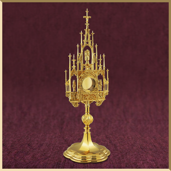 Gothic style reliquary, cast brass H 20
