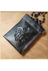 Hand Tooled Leather  Fleur de lis Rosary Case