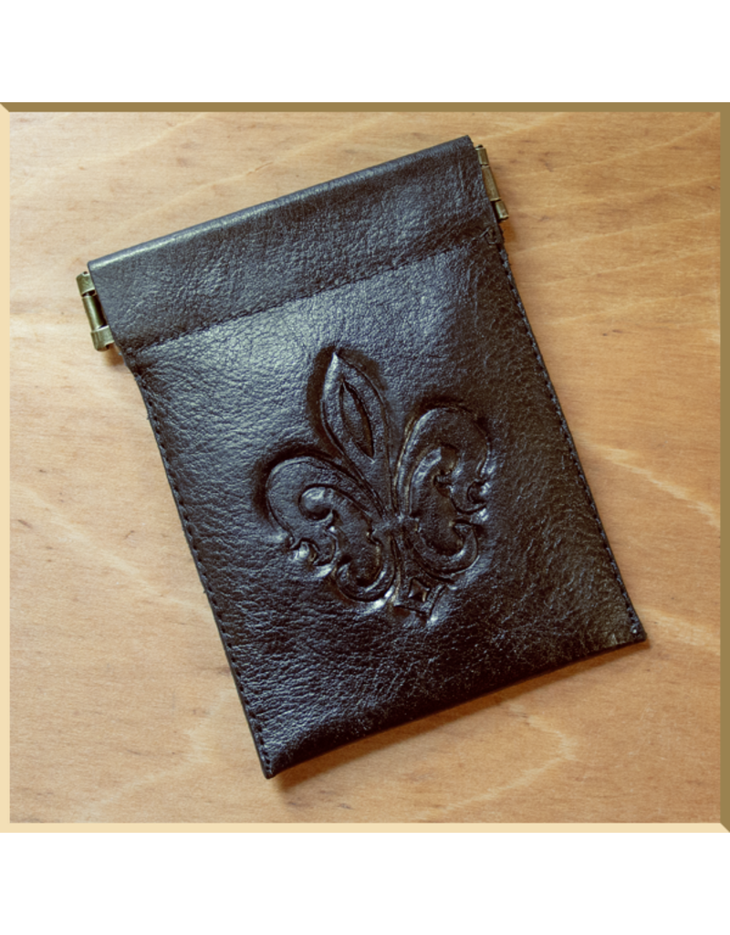 Hand Tooled Leather  Fleur de lis Rosary Case
