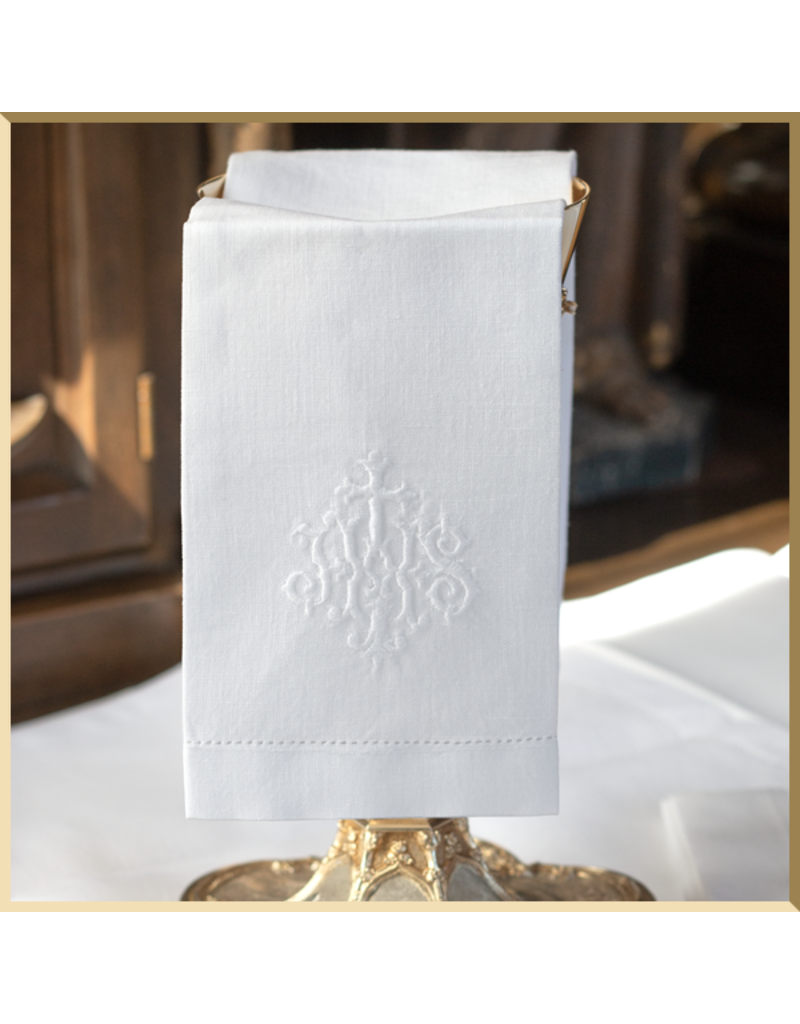 St. Martha’s Guild Premium Linen Purificator with Embroidered IHS
