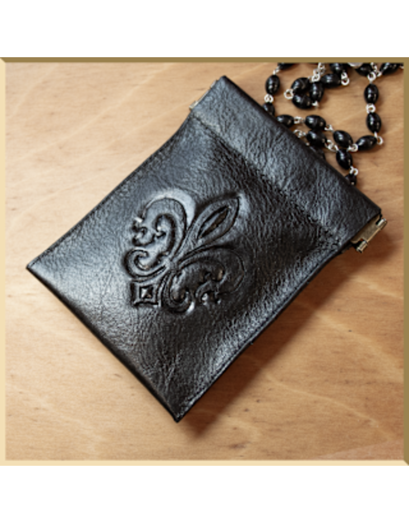 St. Martha’s Guild Hand Tooled Leather  Fleur de lis Rosary Case