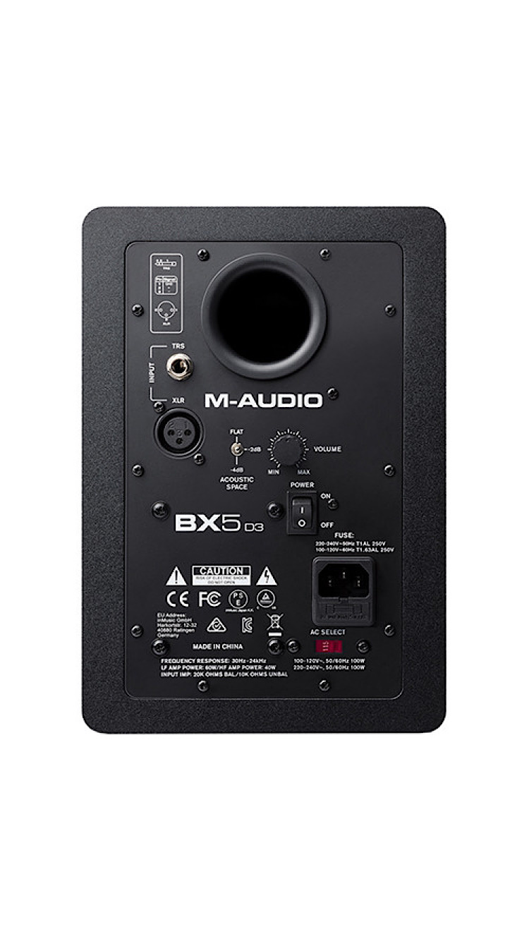 Apple M-Audio BX5 D3 Pro Studio Monitor Speaker w/10 Foot 3.5mm TRS Dual 1/4" Y Cable