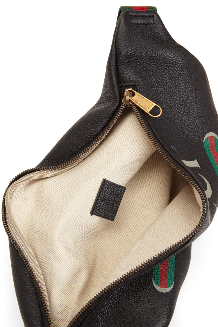 Gucci Black Leather Gucci Print Belt Bag - RETYCHE