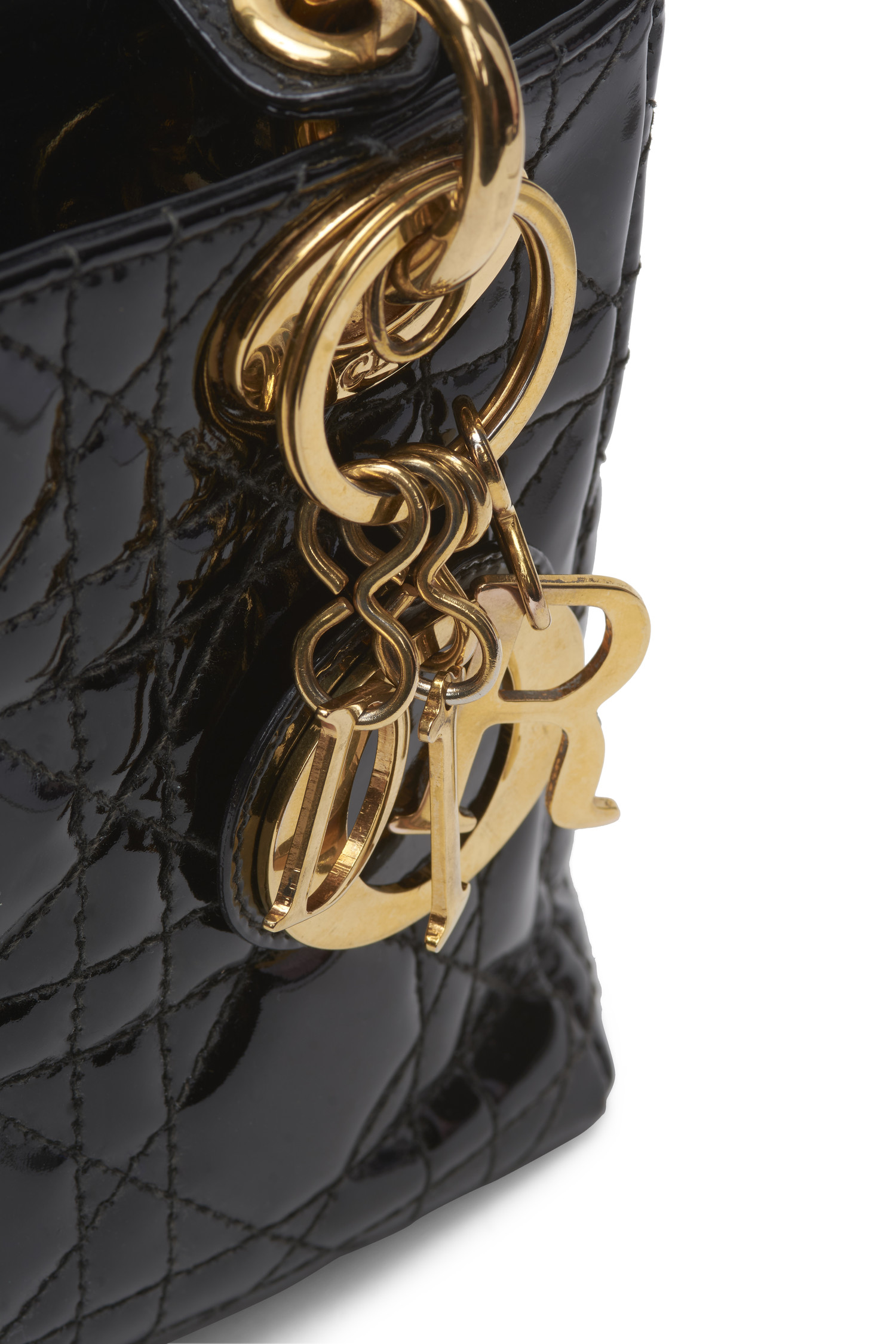 Dior Vintage Black Patent Mini Lady Dior Retyche