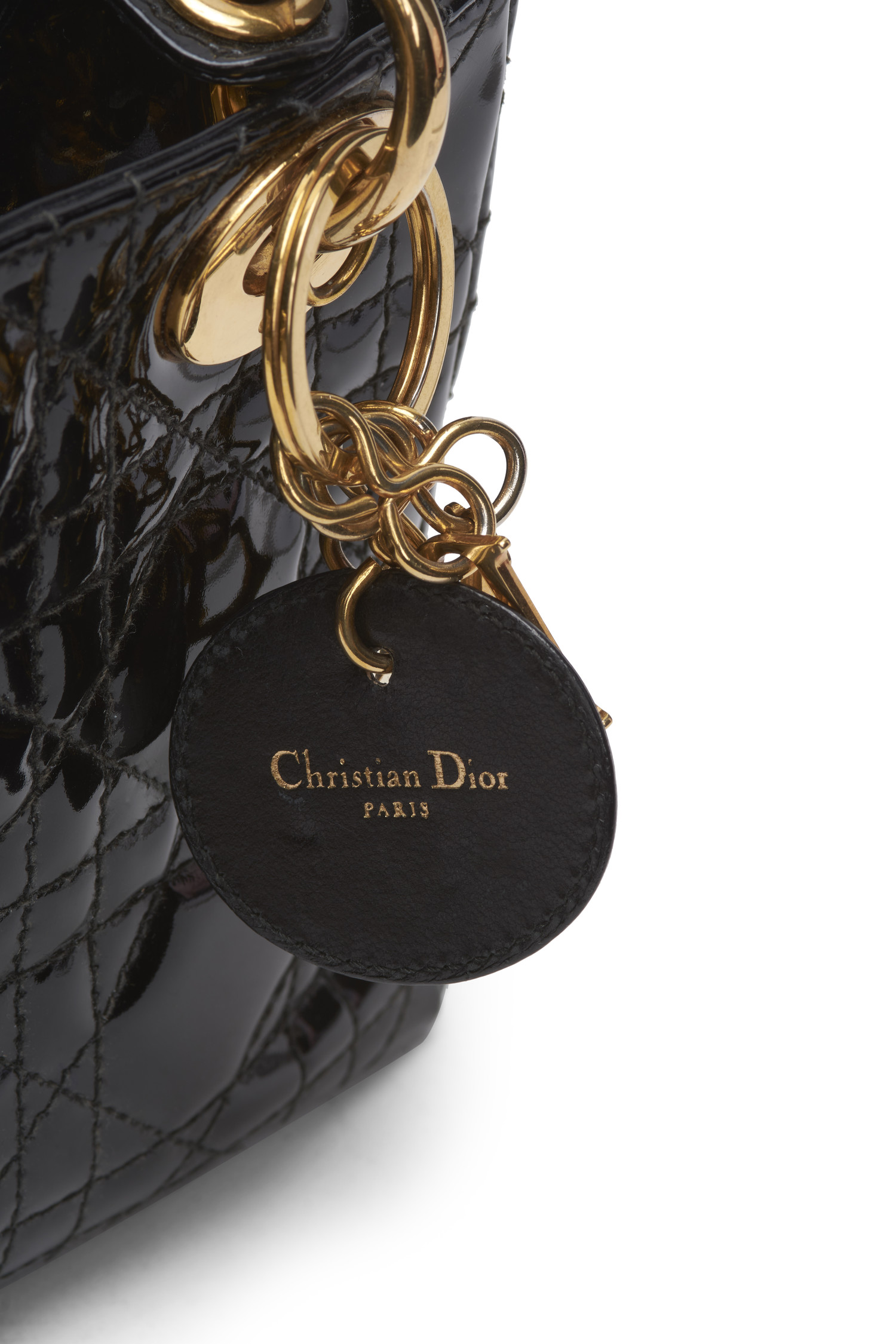 Dior Vintage Black Patent Mini Lady Dior Retyche