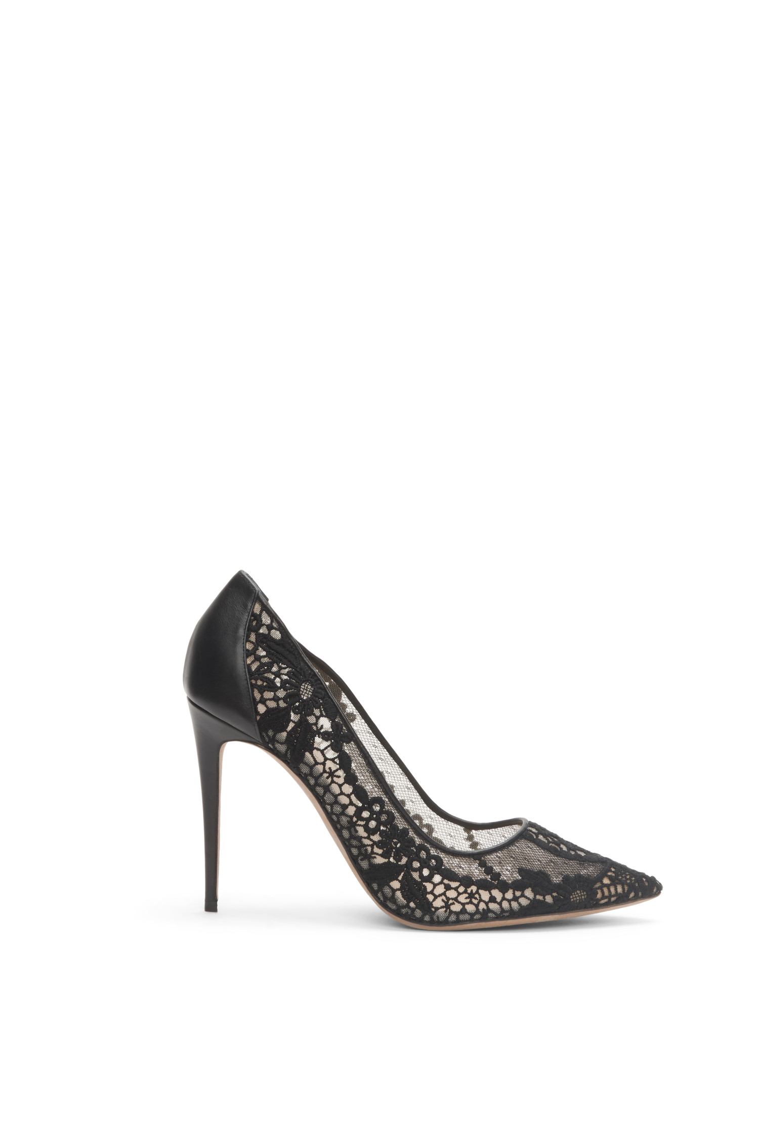 black lace court shoes