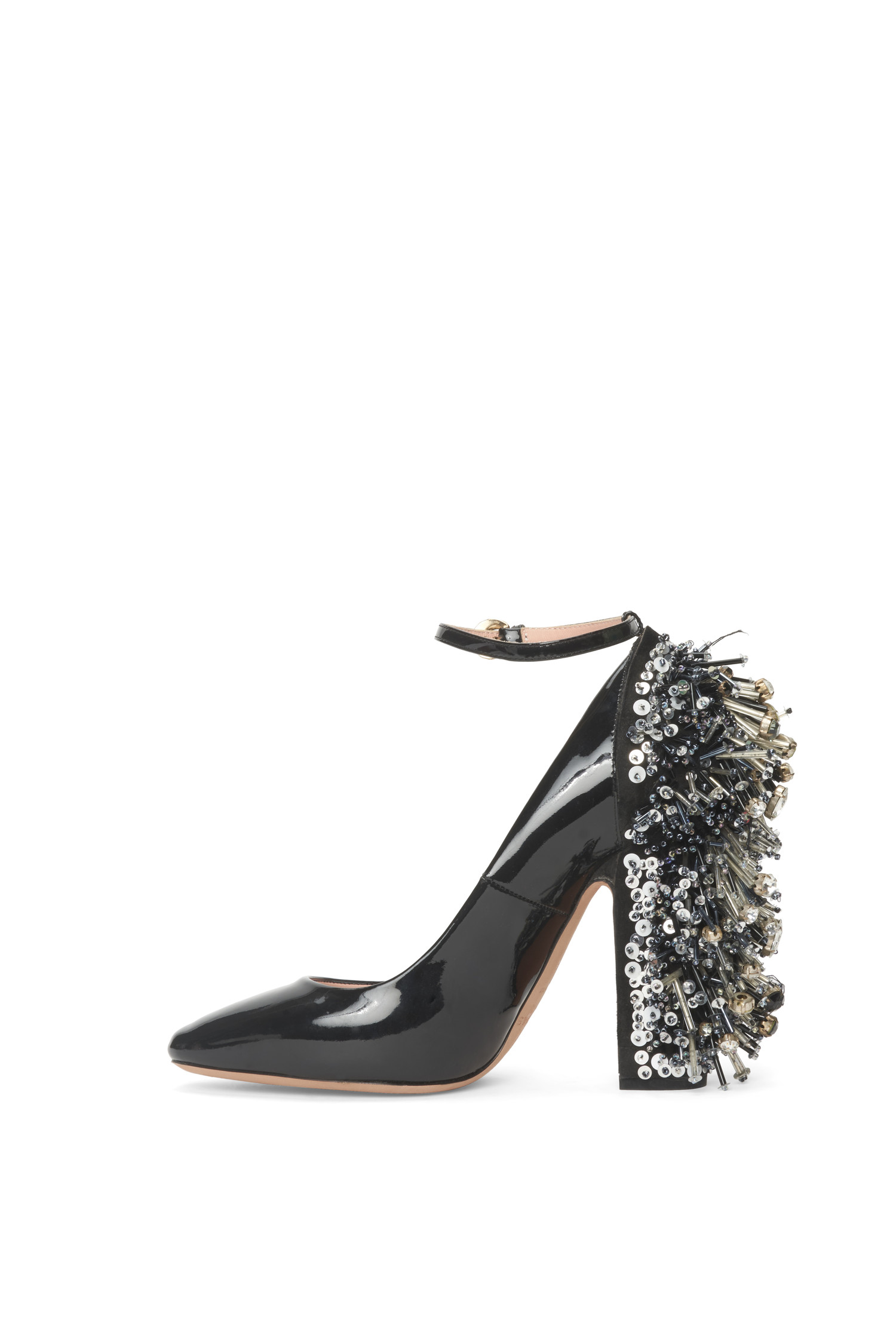 Rochas Black Patent Embellished Beaded 