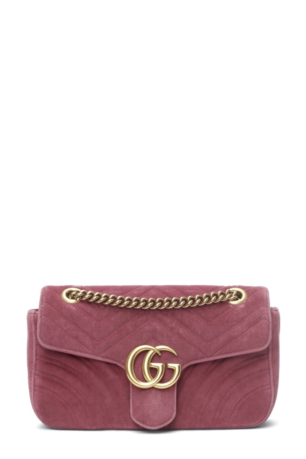 Gucci Pink Velvet Small GG Marmont Shoulder Bag - RETYCHE