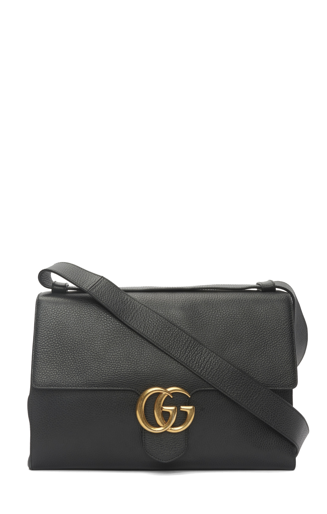 Gucci Black Pebbled Leather GG Marmont XL Messenger Bag - RETYCHE