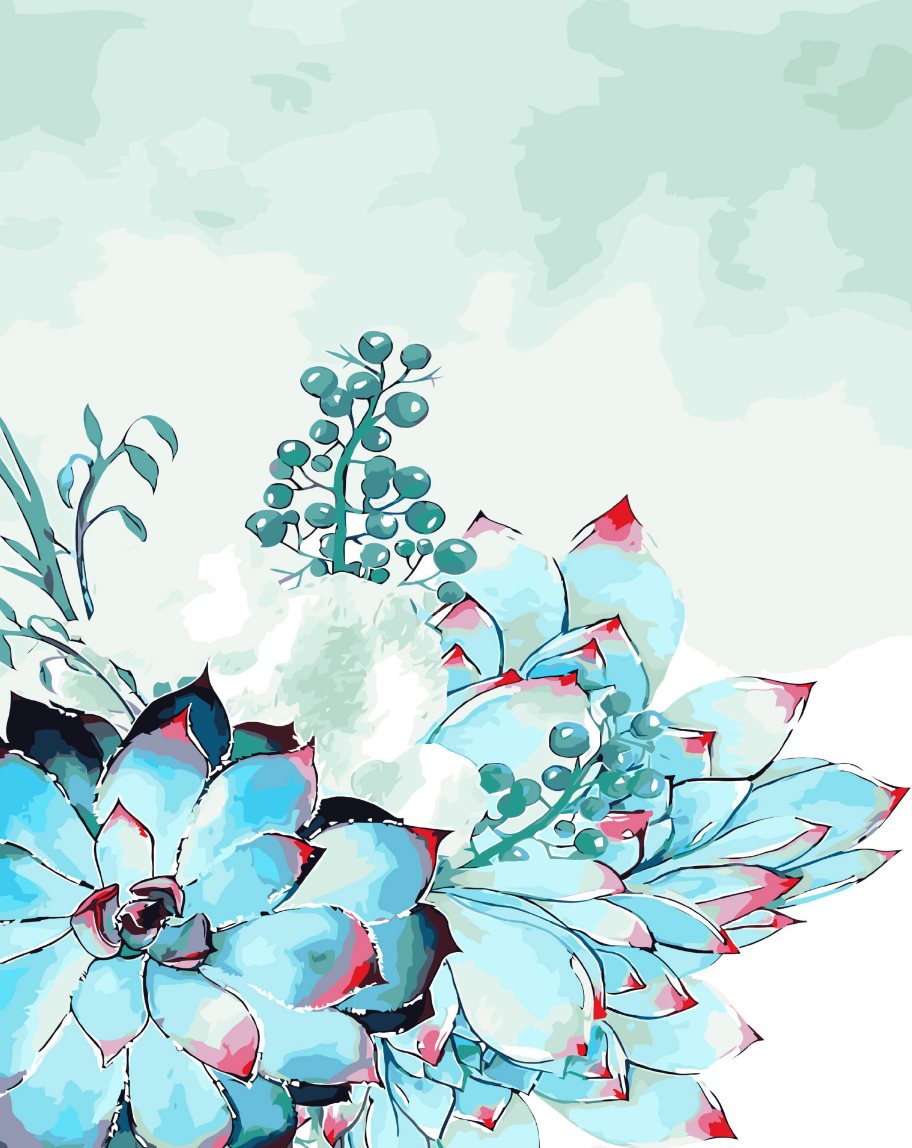 Cai Si Blue Succulent DIY Painting