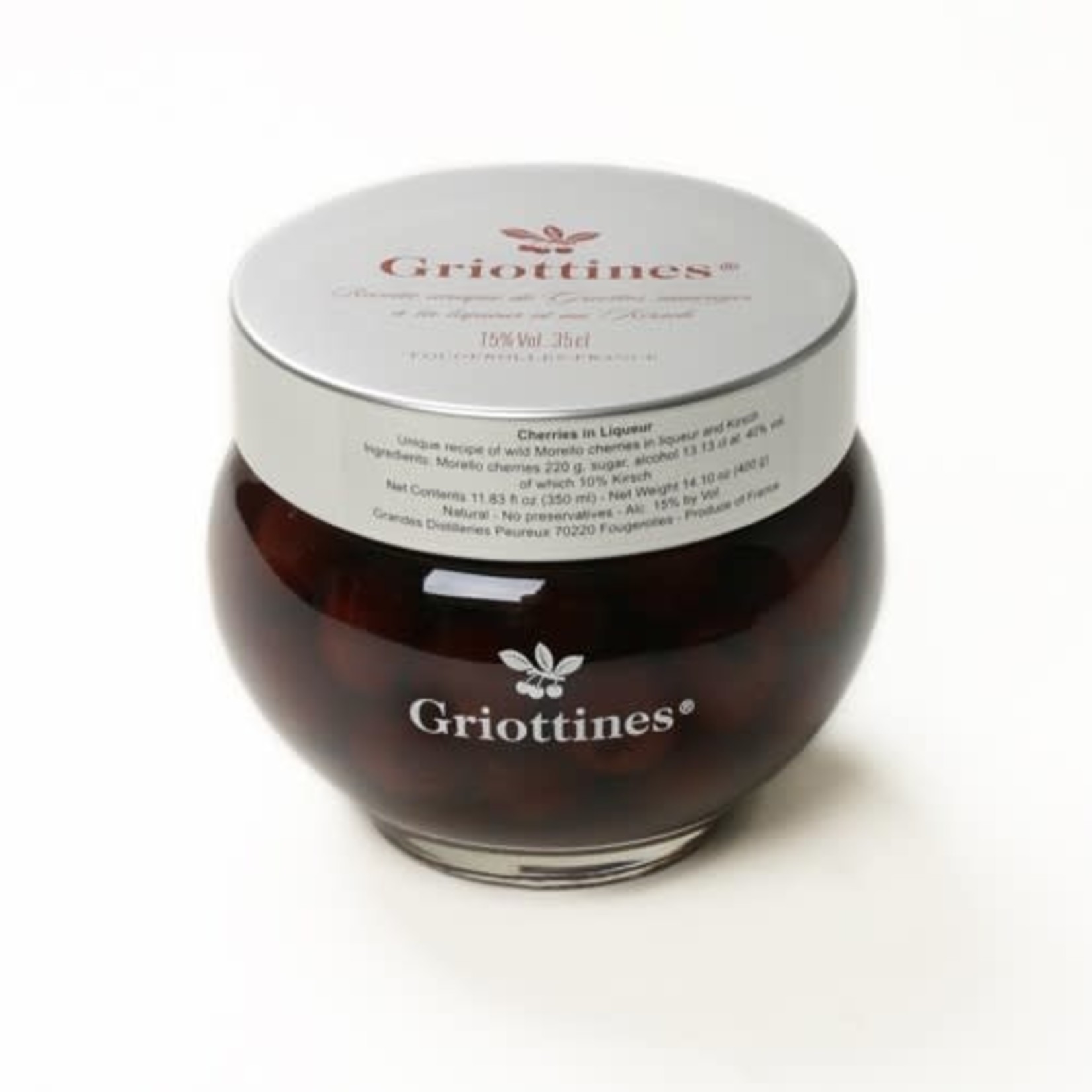 Great Ciao Griottines, Pitted Wild Morello Cherries in Kirsch, Peureux, France, 35cl