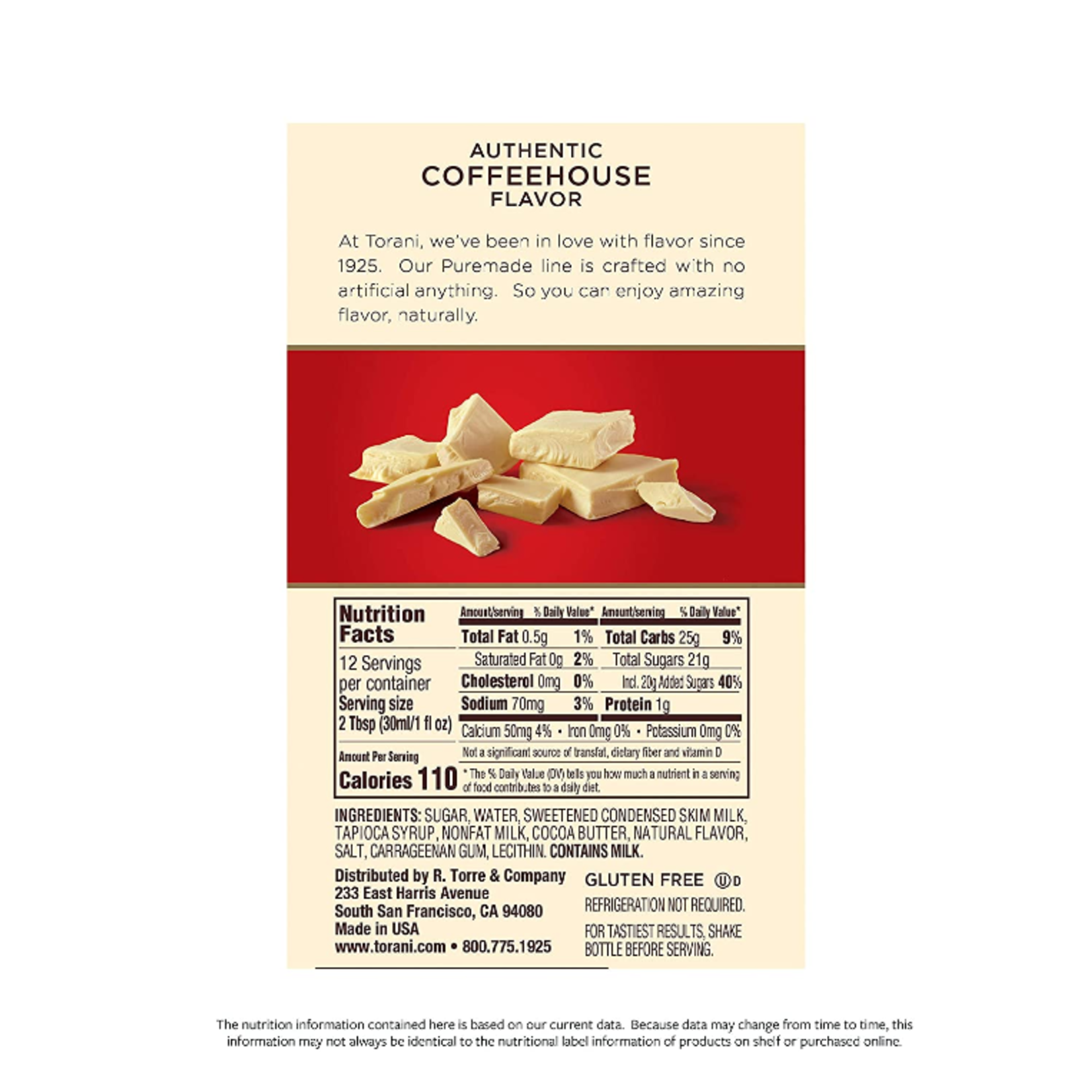 Torani White Chocolate Sauce | TORANI