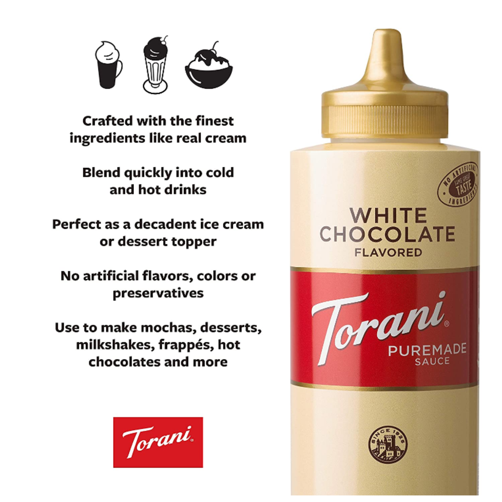 Coffee Masters Torani White Chocolate Sauce, 16.5 oz