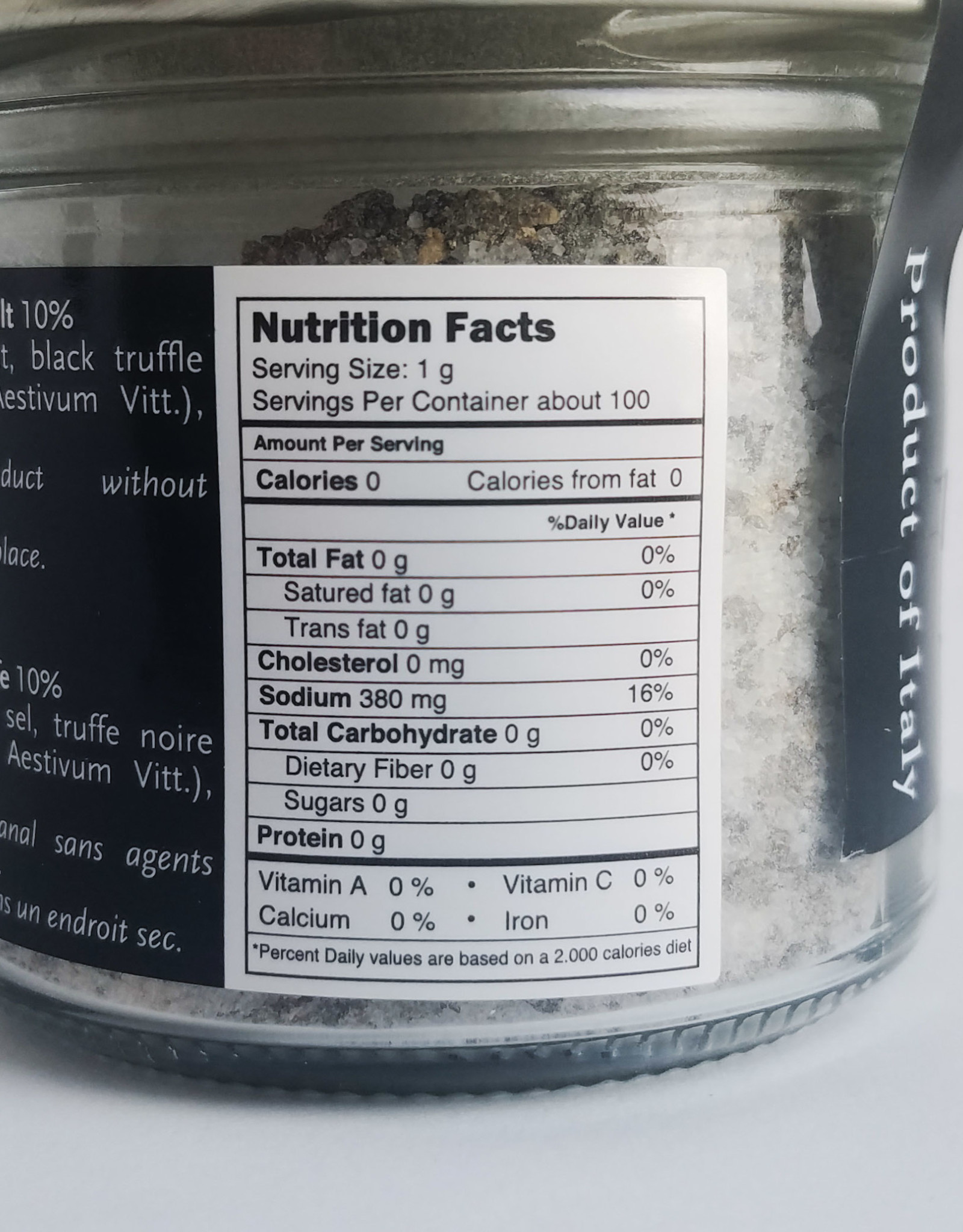 Truffle Salt, with 10 Black Truffle, Selezione Tartufi, Italy, 100g