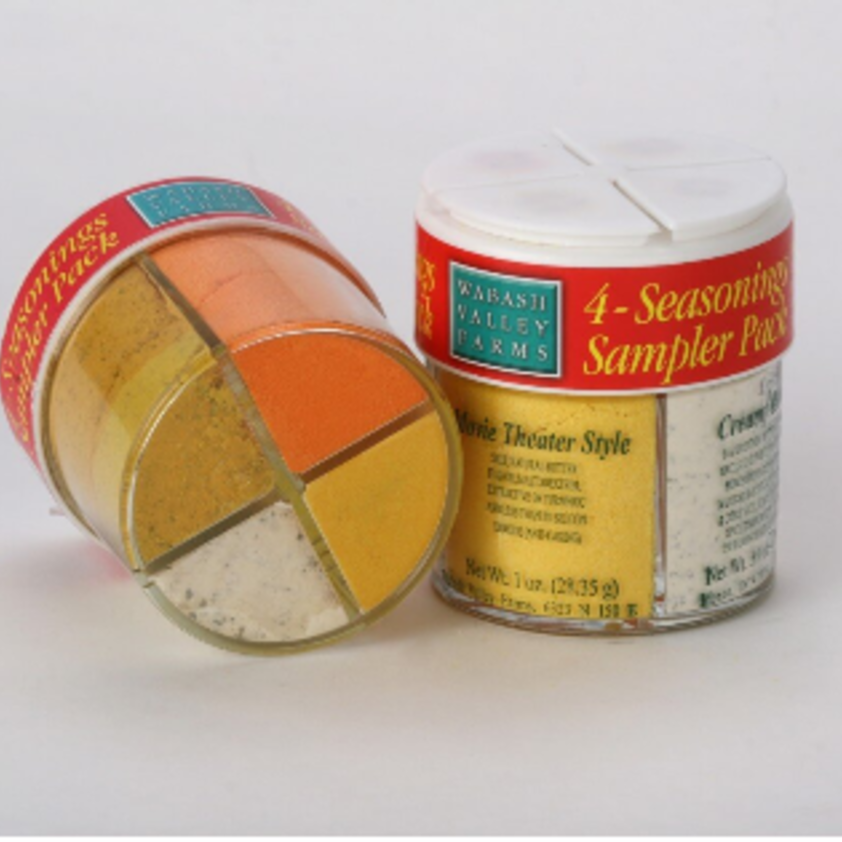 Wabash Valley Farms 4 Part Seasoning Sampler (Movie Theater Style, Creamy Ranch, Buttery Jalapeno, Zesty Cheddar)