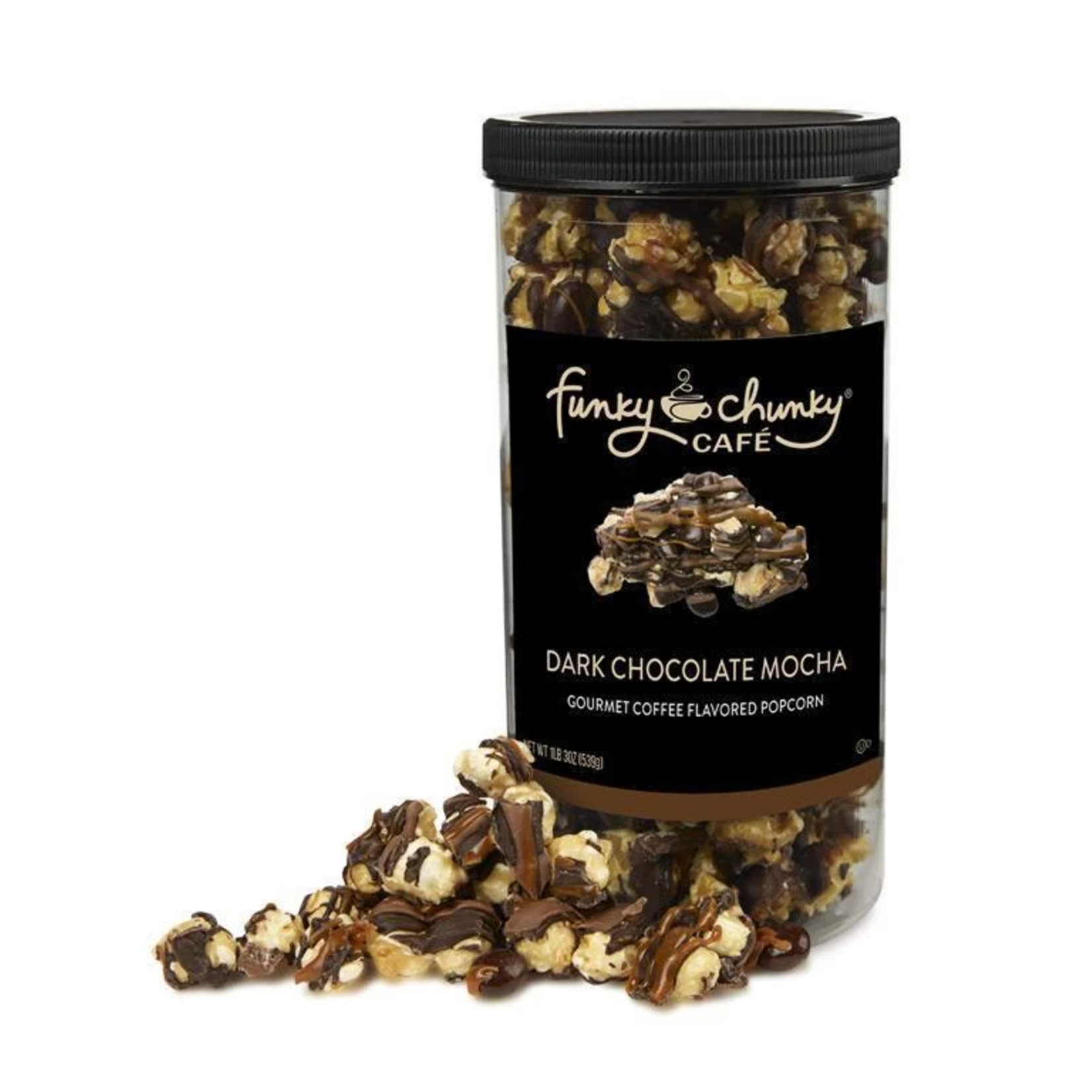 Funky Chunky Cafe Dark Chocolate Mocha Popcorn, Tall Canister