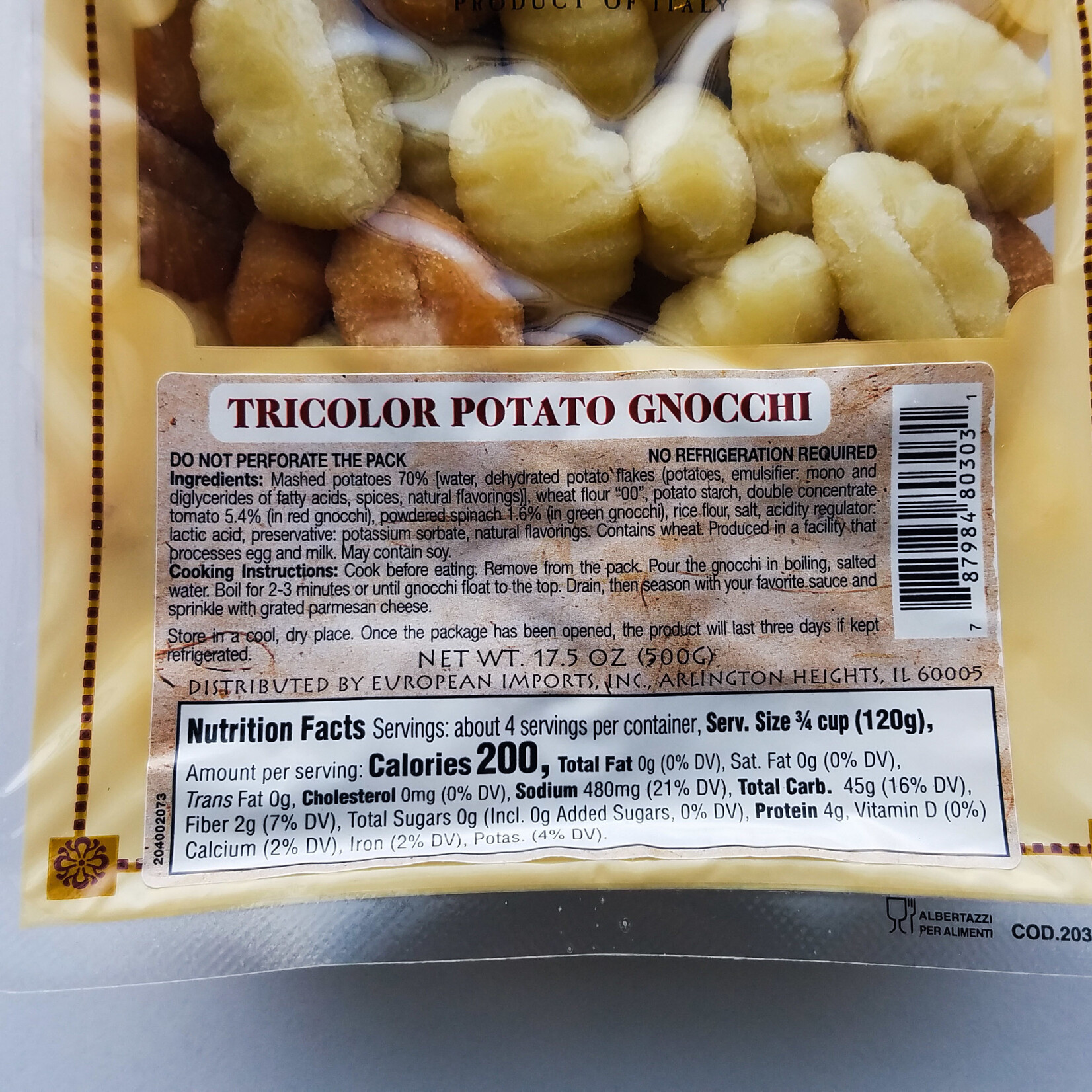 European Imports Cucina Viva Gnocchi, Tricolor