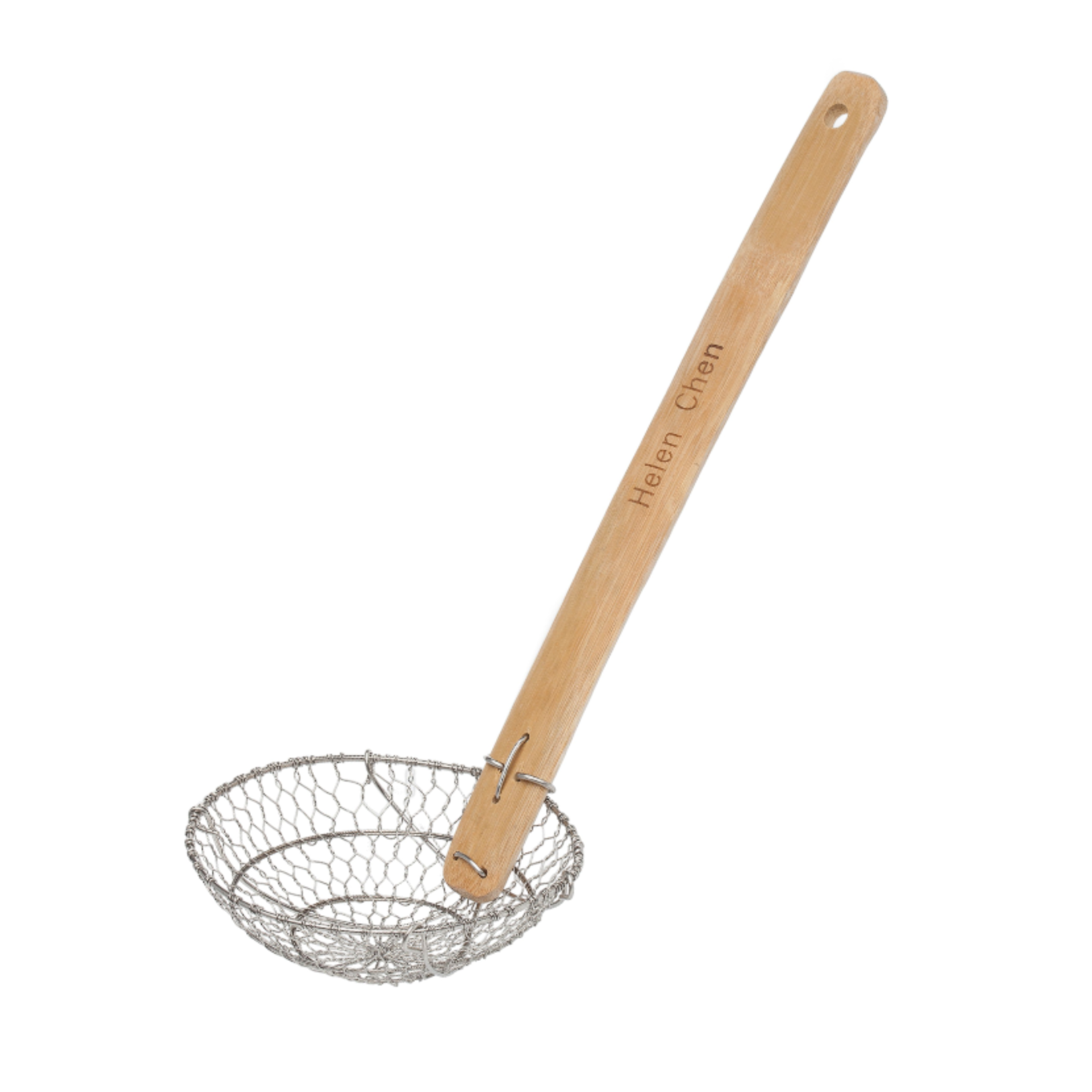 Unique strainer spoon for blanching and draining.