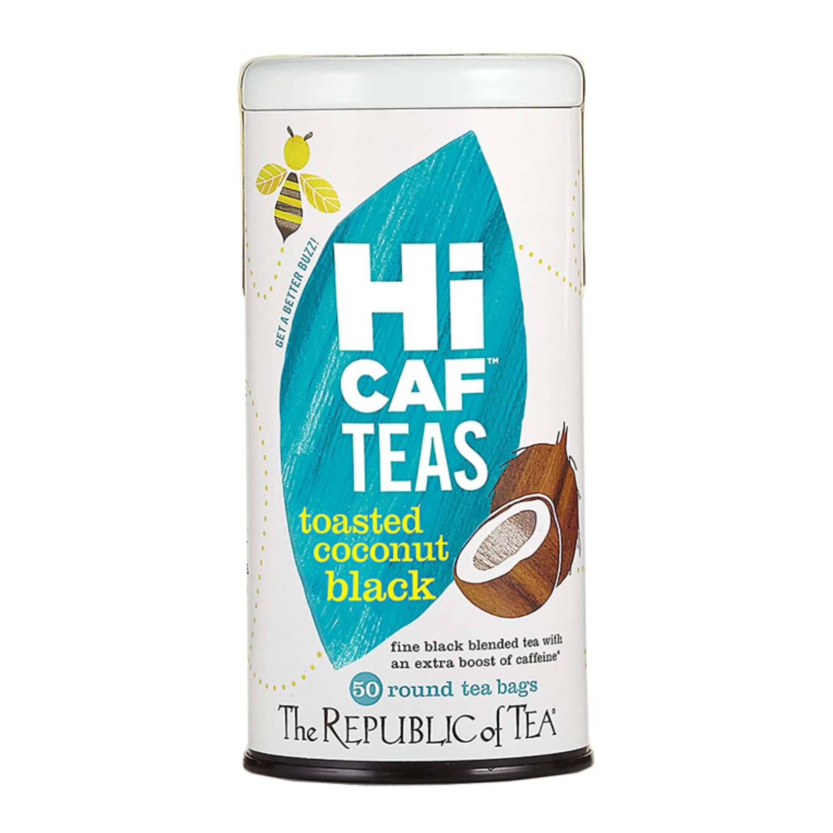 The Republic of Tea Hi Caf Toasted Coconut Black Tea, 50 Bag Tin