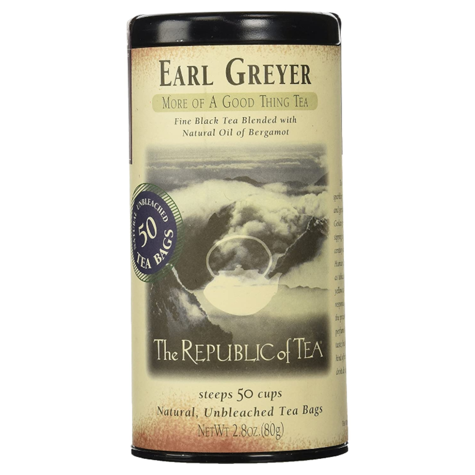 The Republic of Tea Earl Greyer Black Tea, 50 Bag Tin