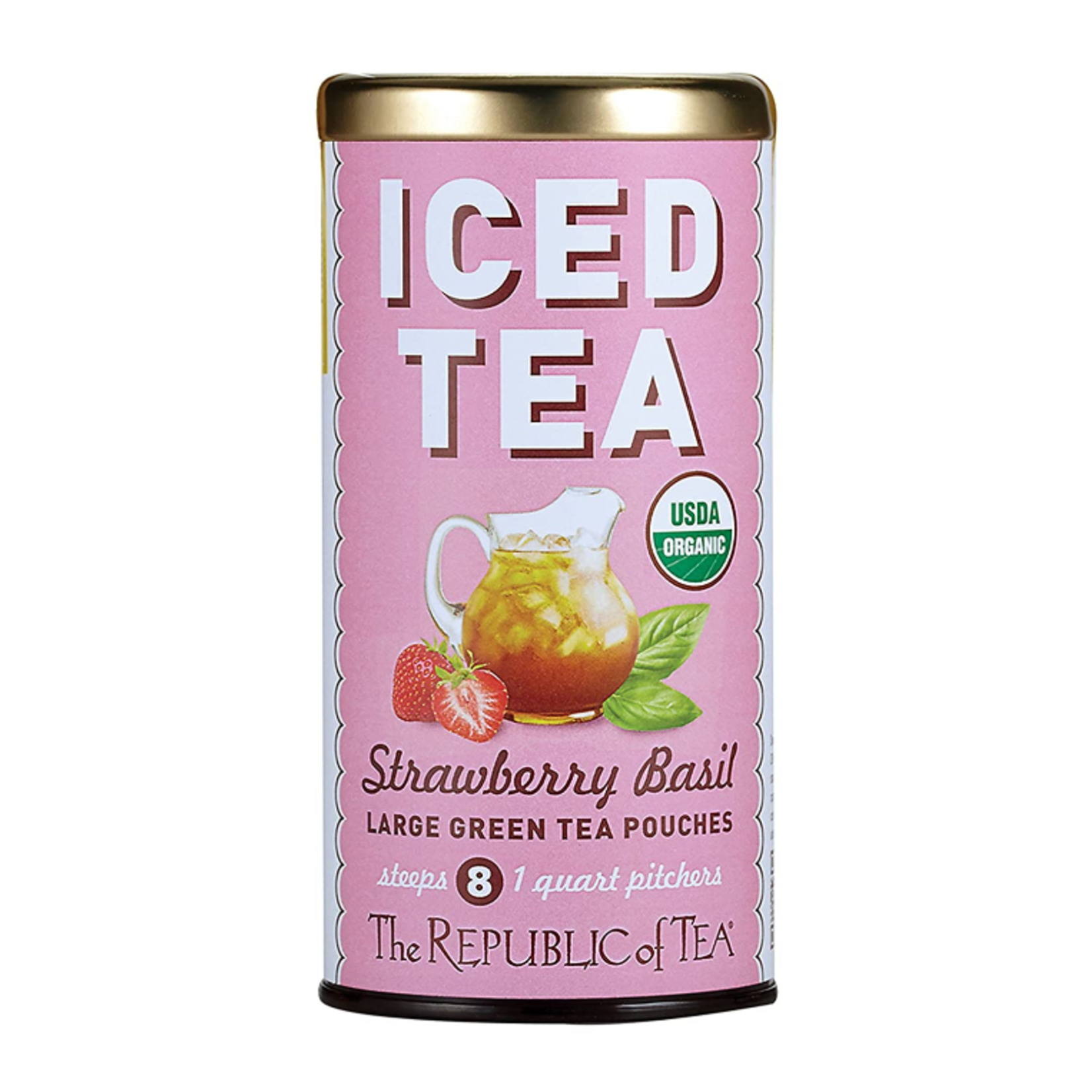 The Republic of Tea Strawberry Basil Iced Tea, 8 Pouches