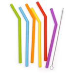 RSVP Set 6 Silicone Short Straws, Asst Colors