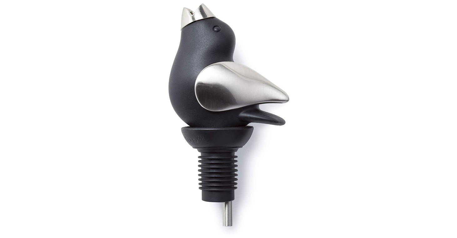 Chirpy Top Wine Pouring Spout, Black/Silver Duluth Kitchen Co