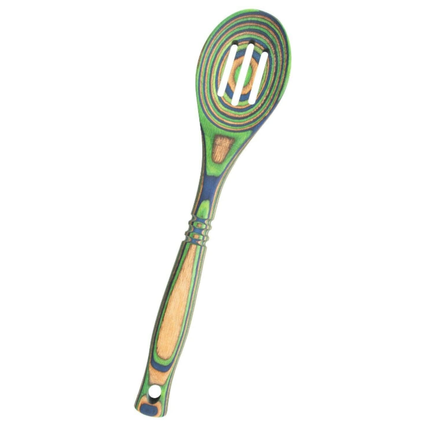 Island Bamboo 12" Peacock Pakka Slotted Spoon | Island Bamboo