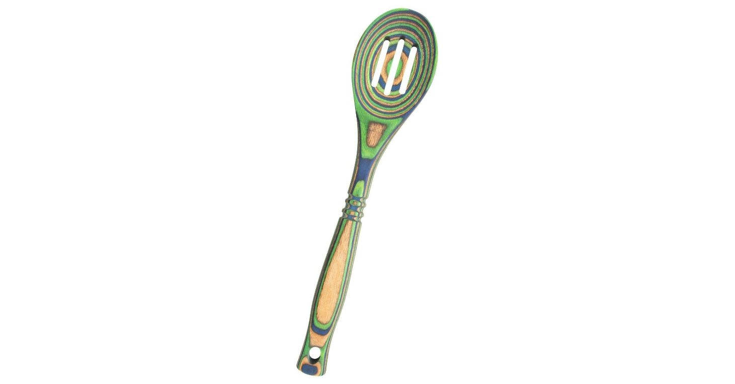 12" Peacock Pakka Slotted Spoon Duluth Kitchen Co