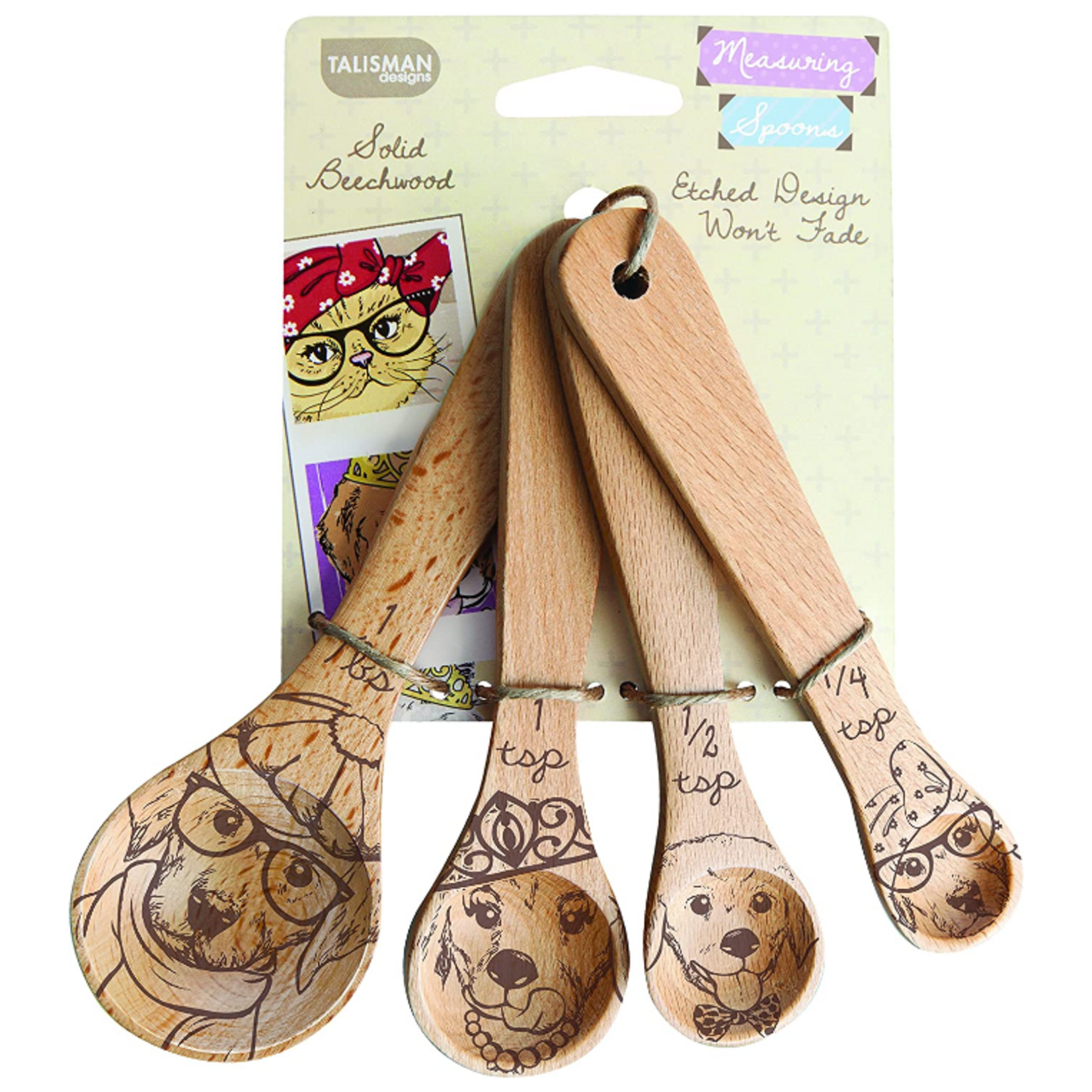 Talisman Design Beechwood Measuring Spoons, Dog, Set4 | Talisman Design