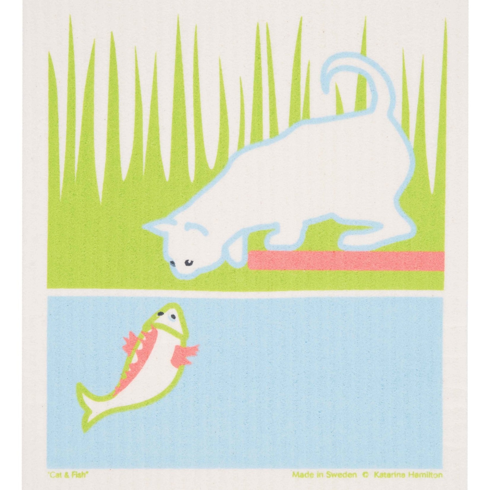 Cose Nuove Swedish Dishcloth, Cat & Fish, Summer | Cose Nuove