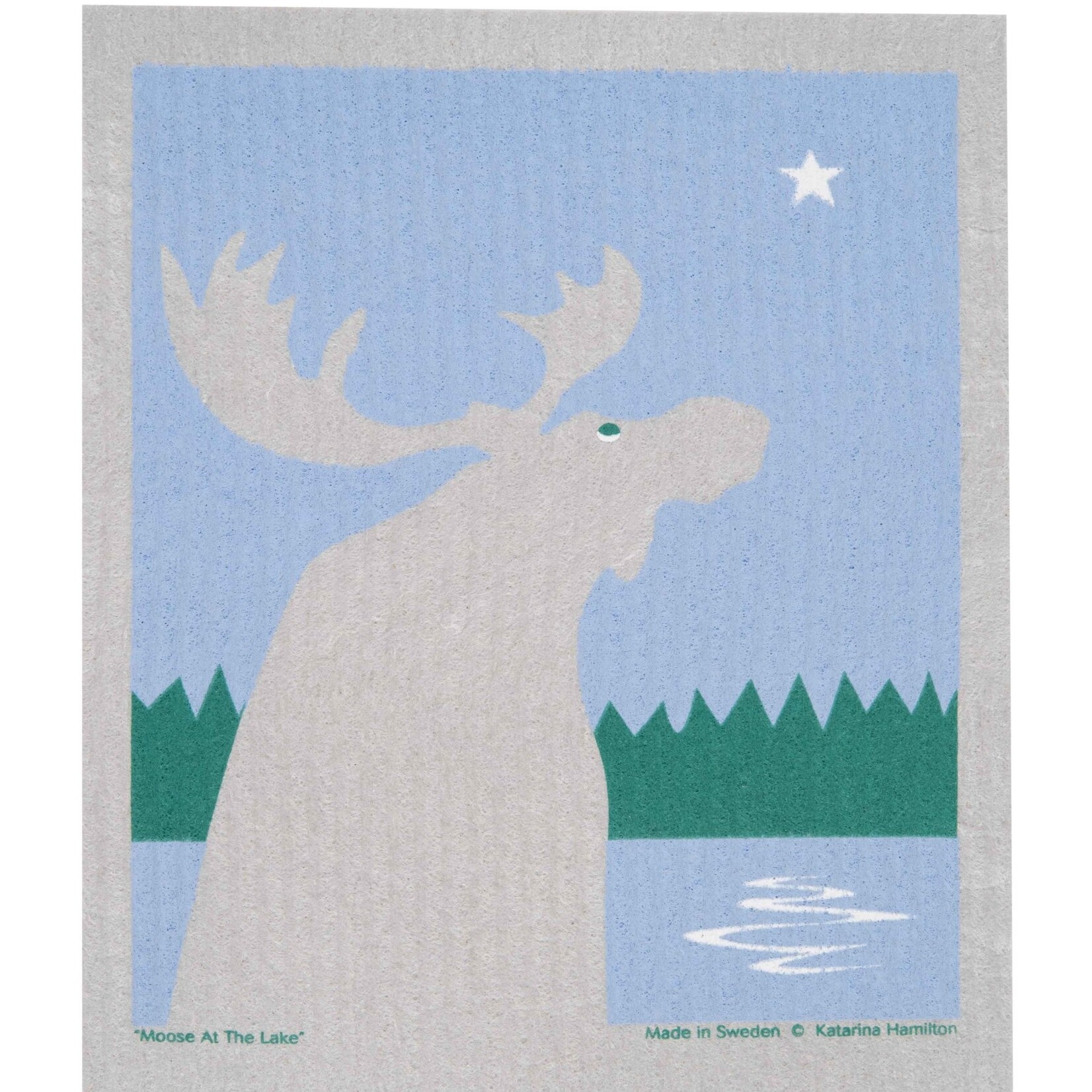 Cose Nuove Swedish Dishcloth, Moose By Lake Night | Cose Nuove