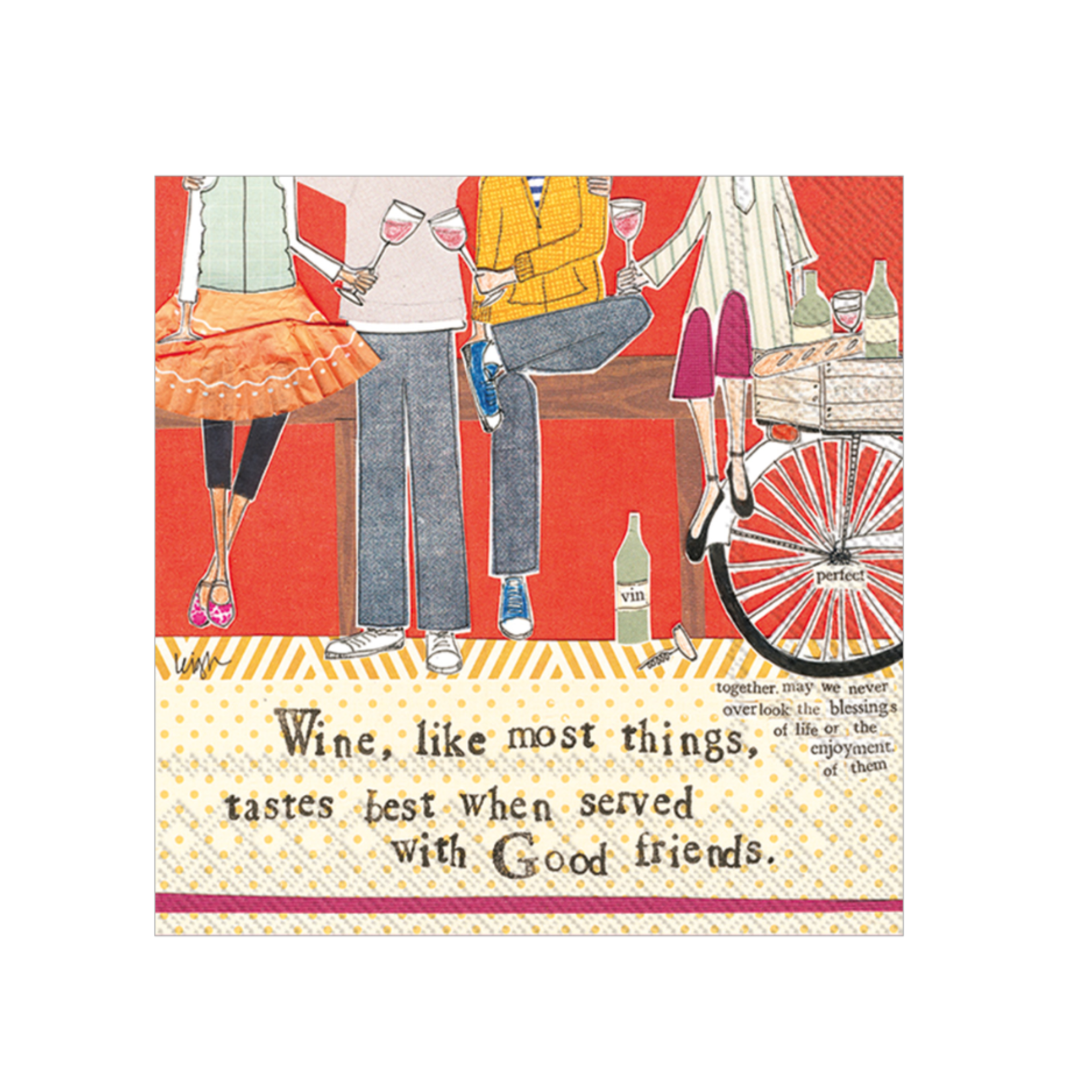 Boston International Cocktail Napkin, Wine With Friends