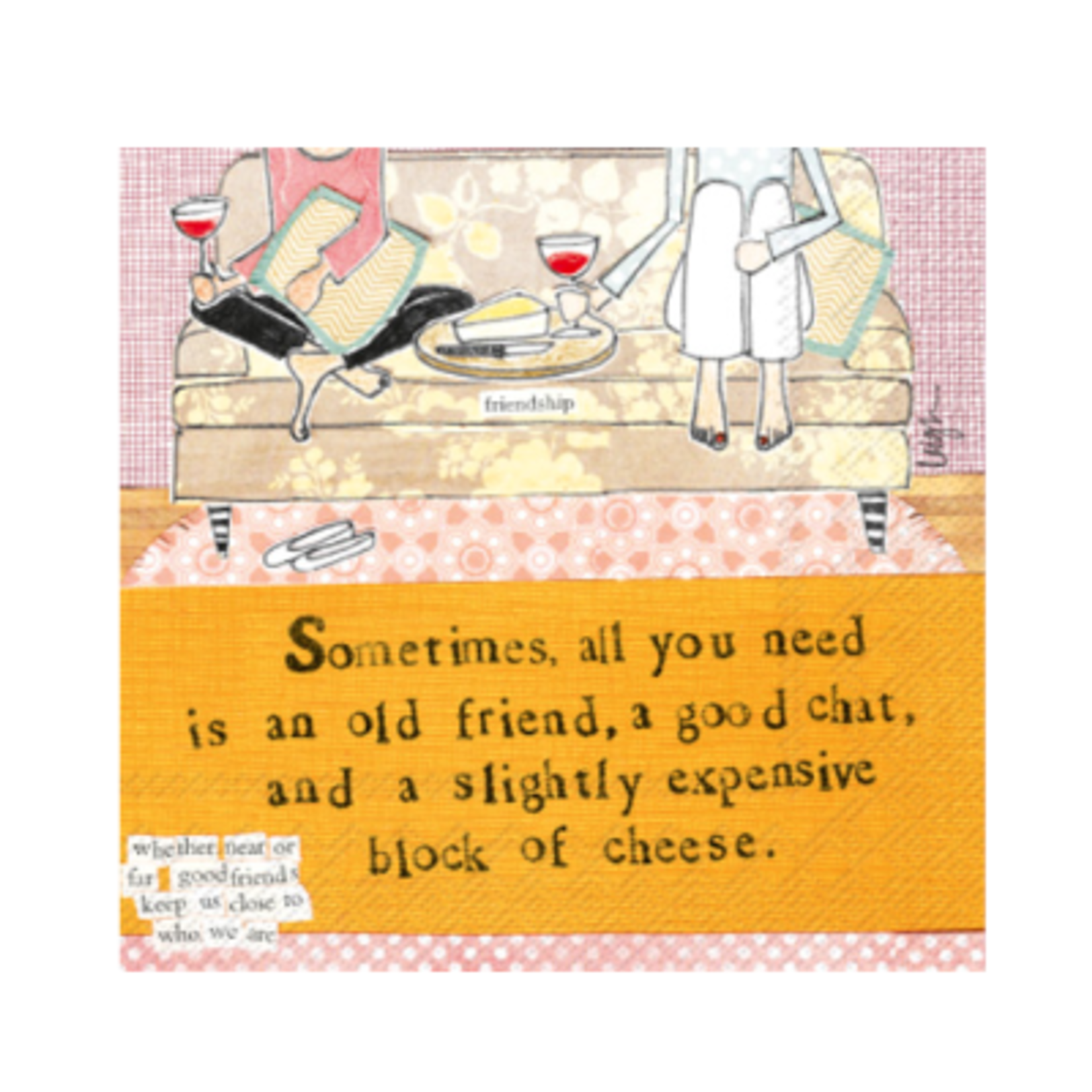 Boston International Curly Girl Cocktail Napkin, Block of Cheese