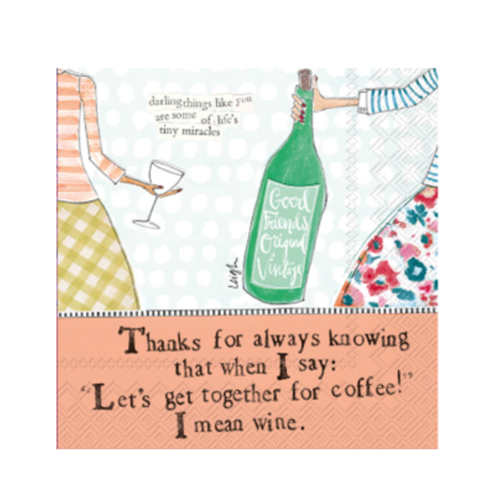 Boston International Curly Girl Cocktail Napkin, Coffee & Wine | Boston International