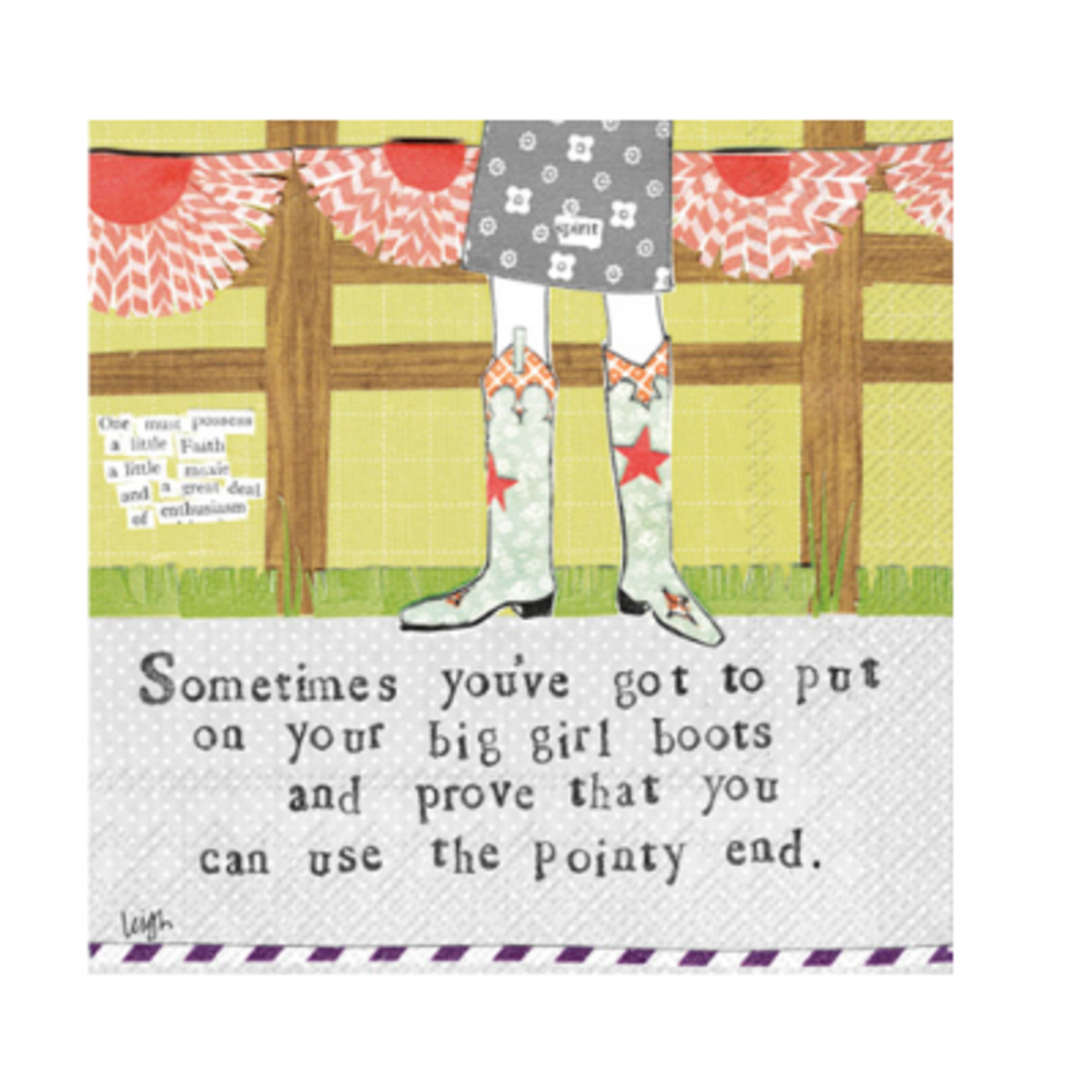 Boston International Curly Girl Cocktail Napkin, Big Girl Boots | Boston International