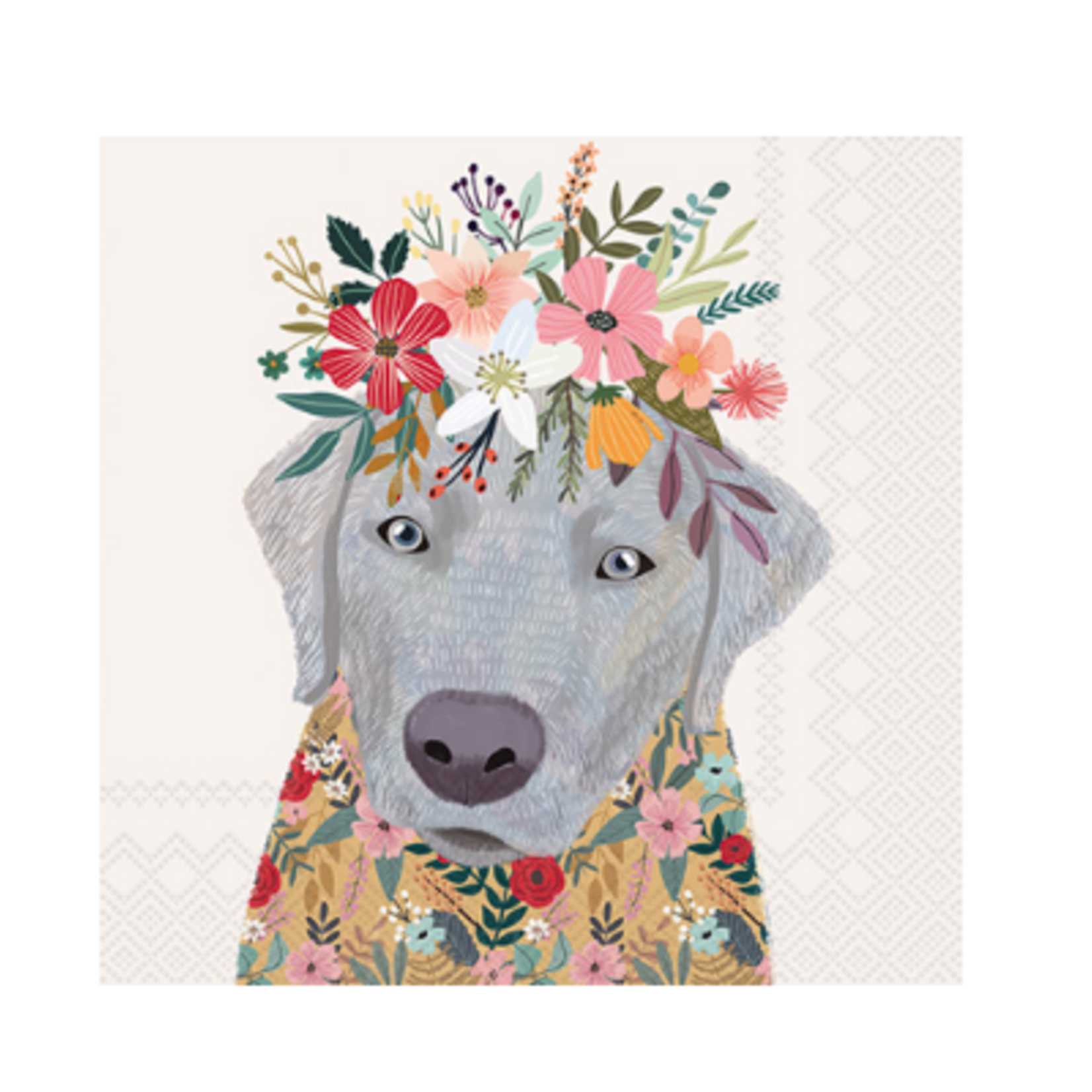 Boston International S20 Cocktail Napkin, Floral Dog | Boston International