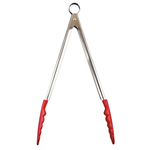 Cuisipro 12" Silicone Locking Tongs, red