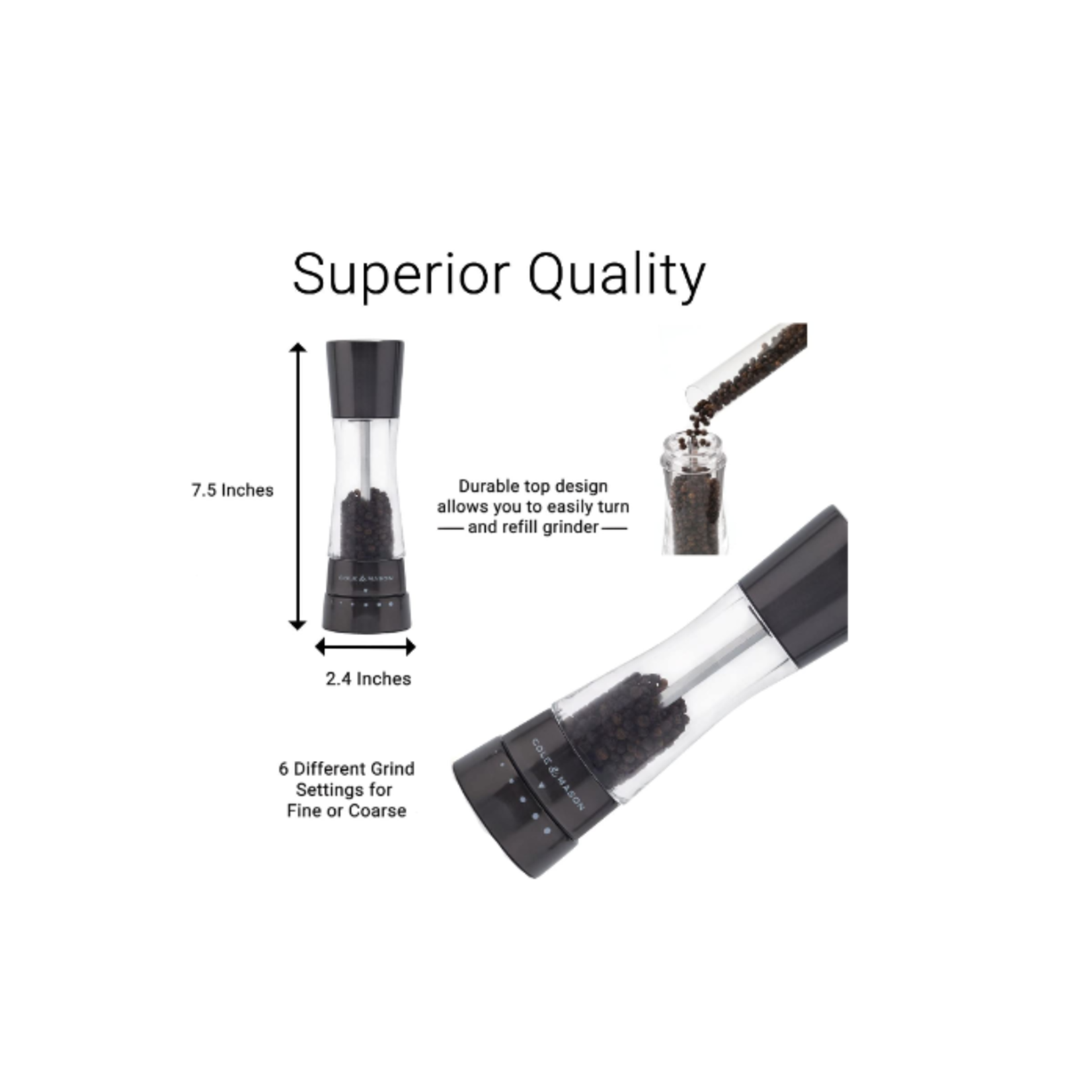 DKB Zyliss/Cole&Mason/Swissmar/AdHoc Derwent Iron Grey, Pepper Mill | Cole & Mason
